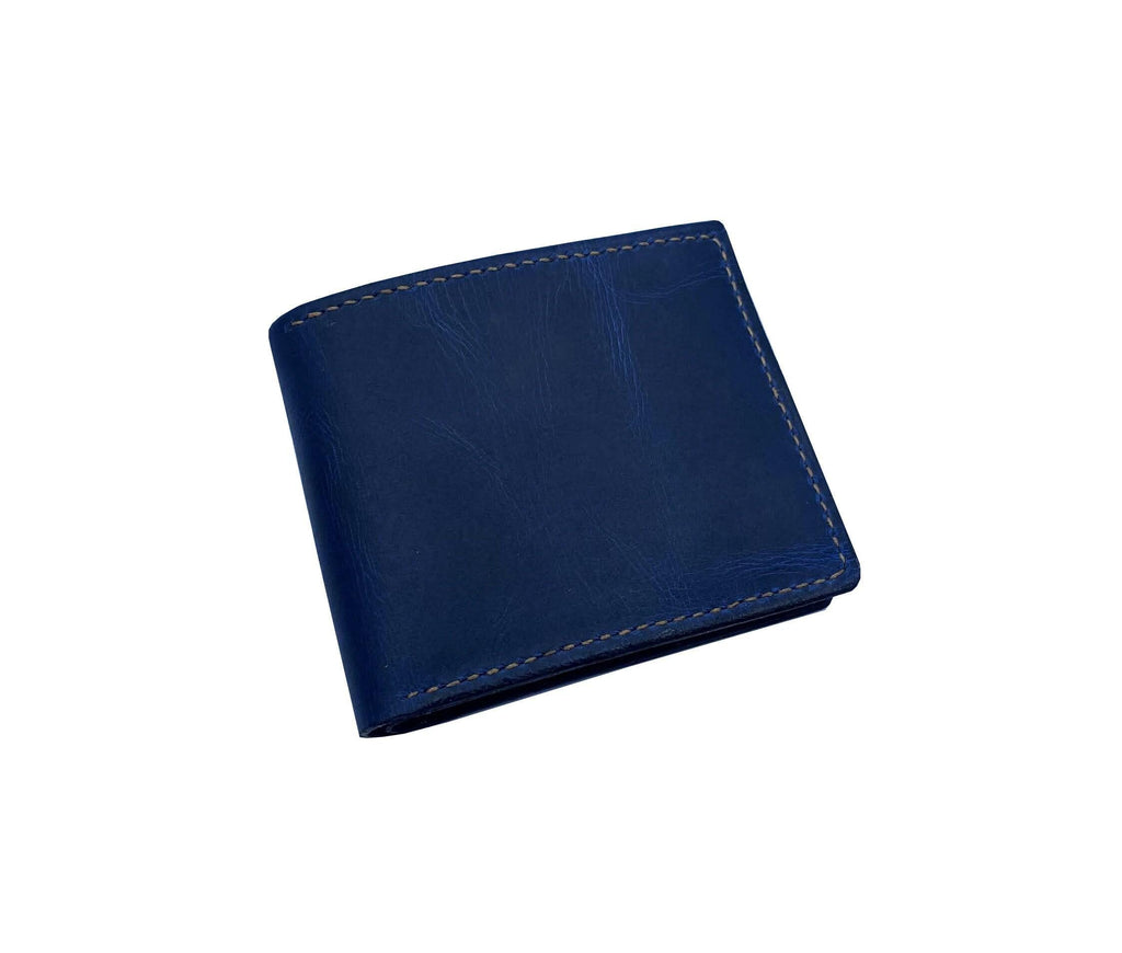 Personalized Leather Wallet, Distressed Midnight Blue, Engraved Gift