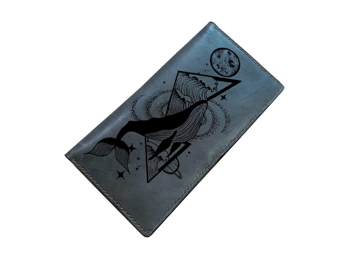 Whale Art Leather Wallet: Personalized Engraved Genuine Leather