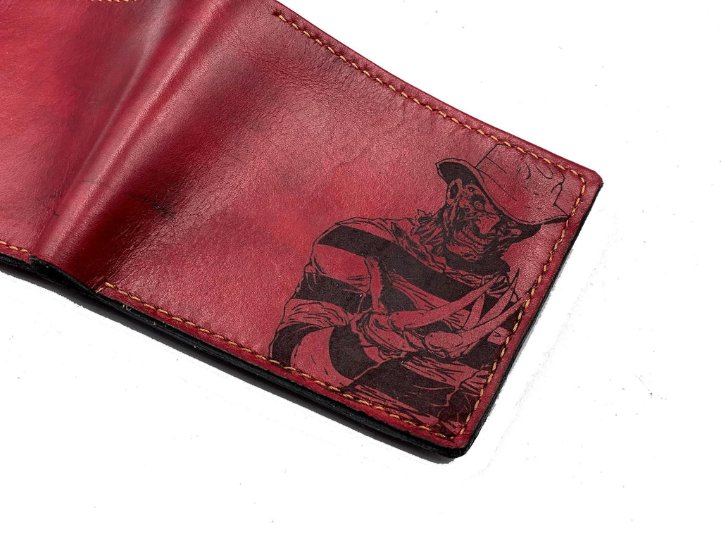 Personalized Freddy Krueger Leather Wallet, Handmade Halloween Gift