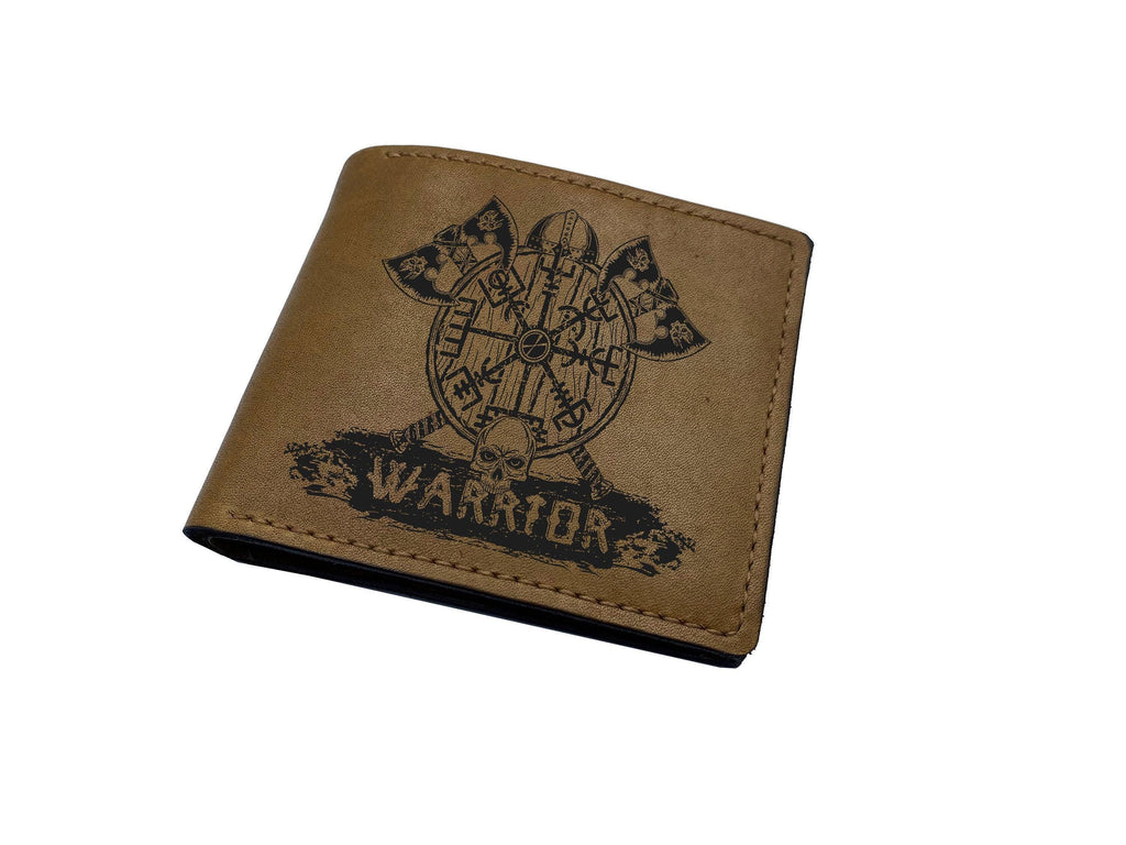 Valknut Celtic Engraved Leather Wallet, Scandinavian Gift