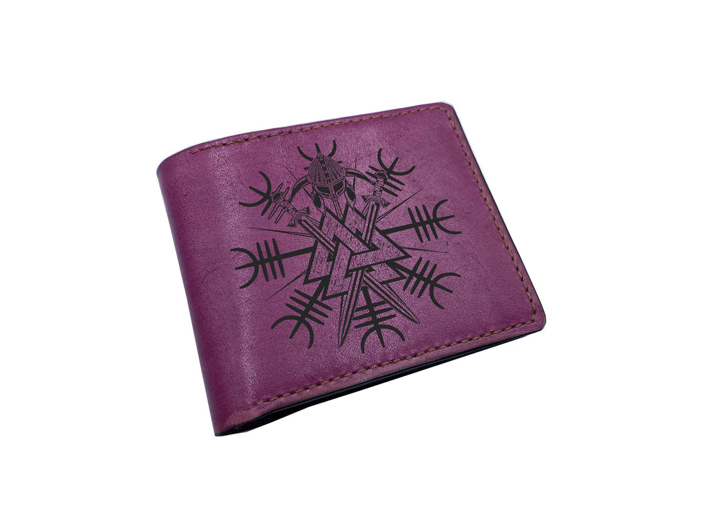Valknut Celtic Engraved Leather Wallet, Scandinavian Gift