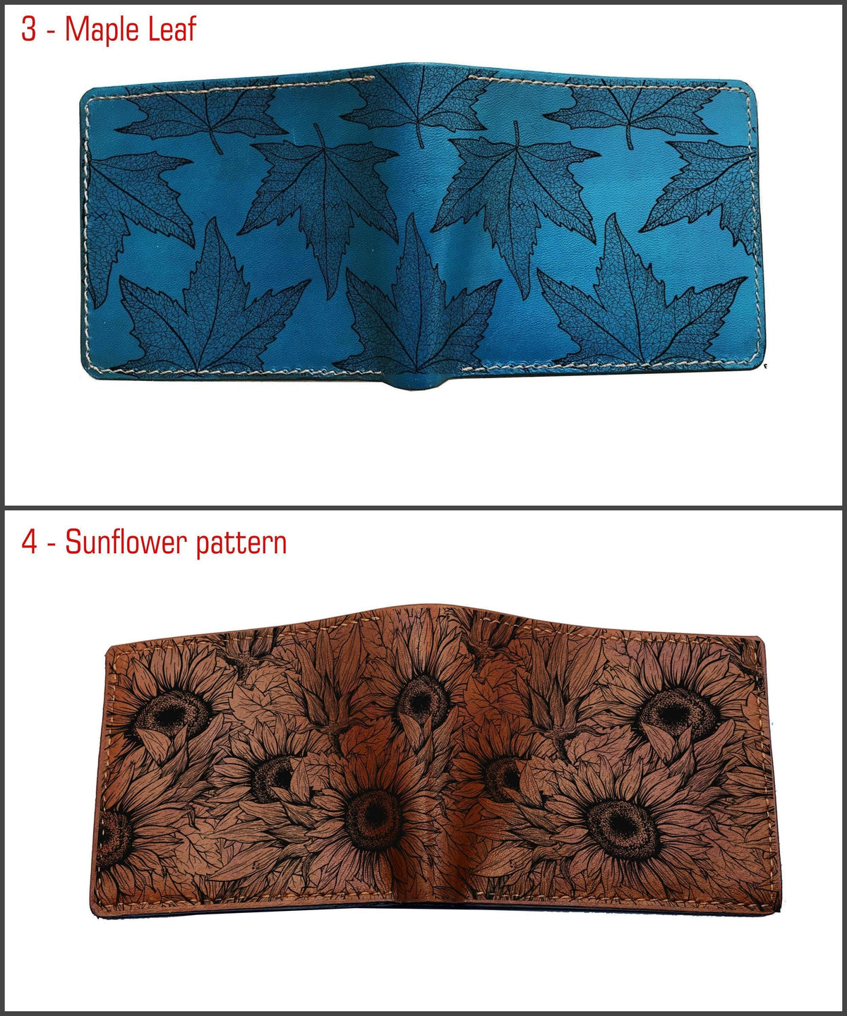 Personalized Leather Wallet: Winter Tree Landscape, Handmade