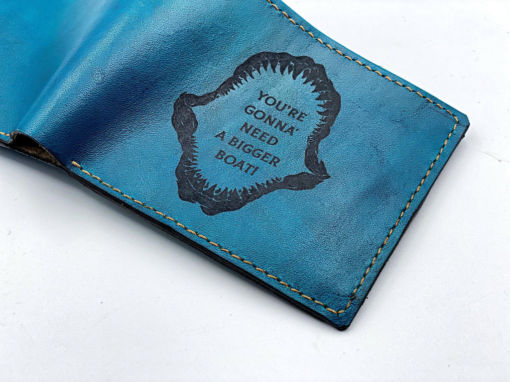 Personalized Jaws Leather Wallet: Handmade Horror Movie Gift