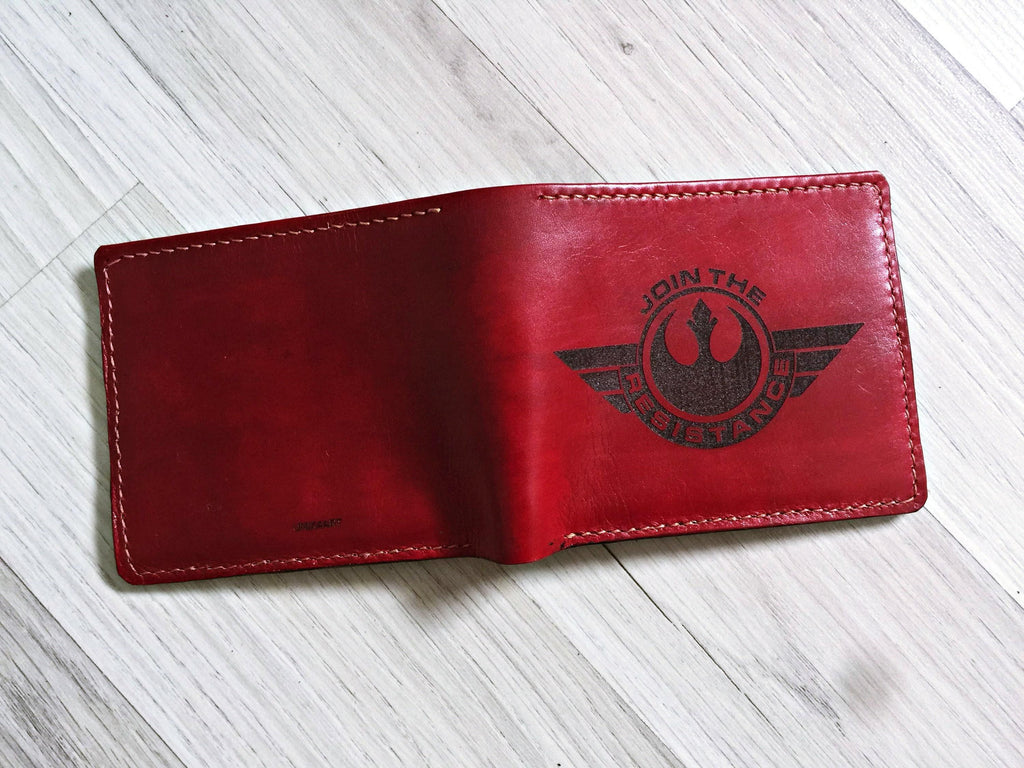 Personalized Star Wars Leather Wallet, Rebel Alliance Logo, Handmade