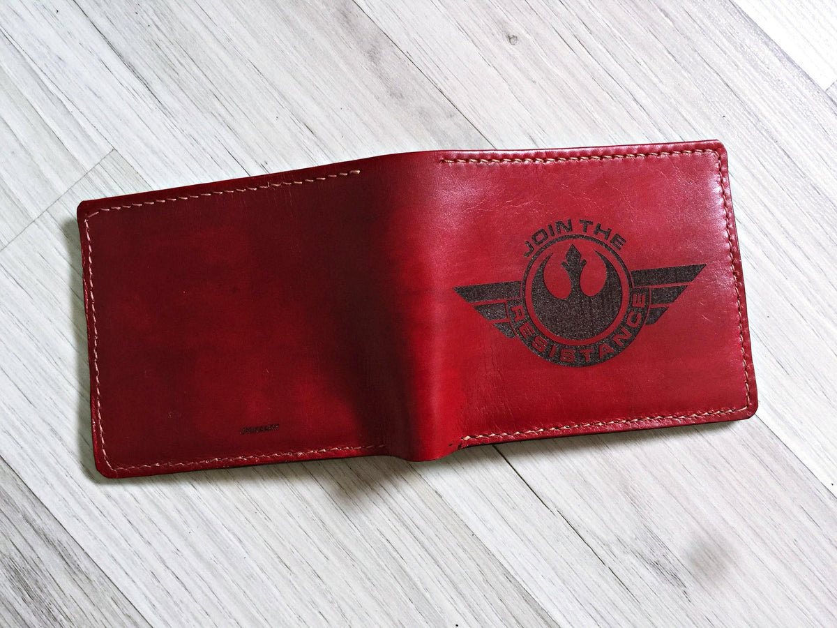 Personalized Star Wars Leather Wallet, Rebel Alliance Logo, Handmade