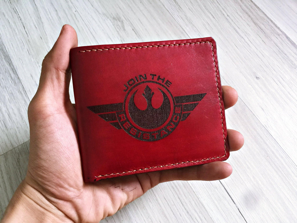 Personalized Star Wars Leather Wallet, Rebel Alliance Logo, Handmade