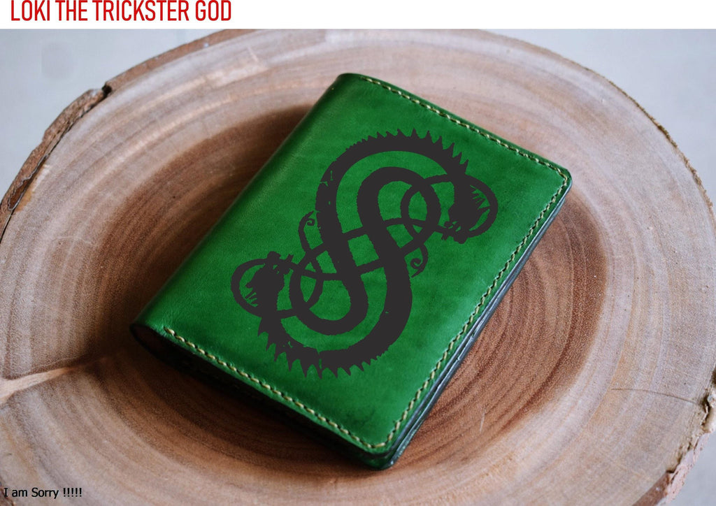 Custom Loki Celtic Leather Wallet, Norse Runes Gift