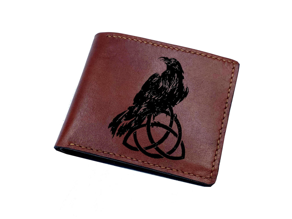 Personalized Leather Wallet, Norse Wolf, Celtic Pattern, Handmade