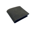 Distressed Leather Men's Wallet: Custom Engraved, Steel Grey