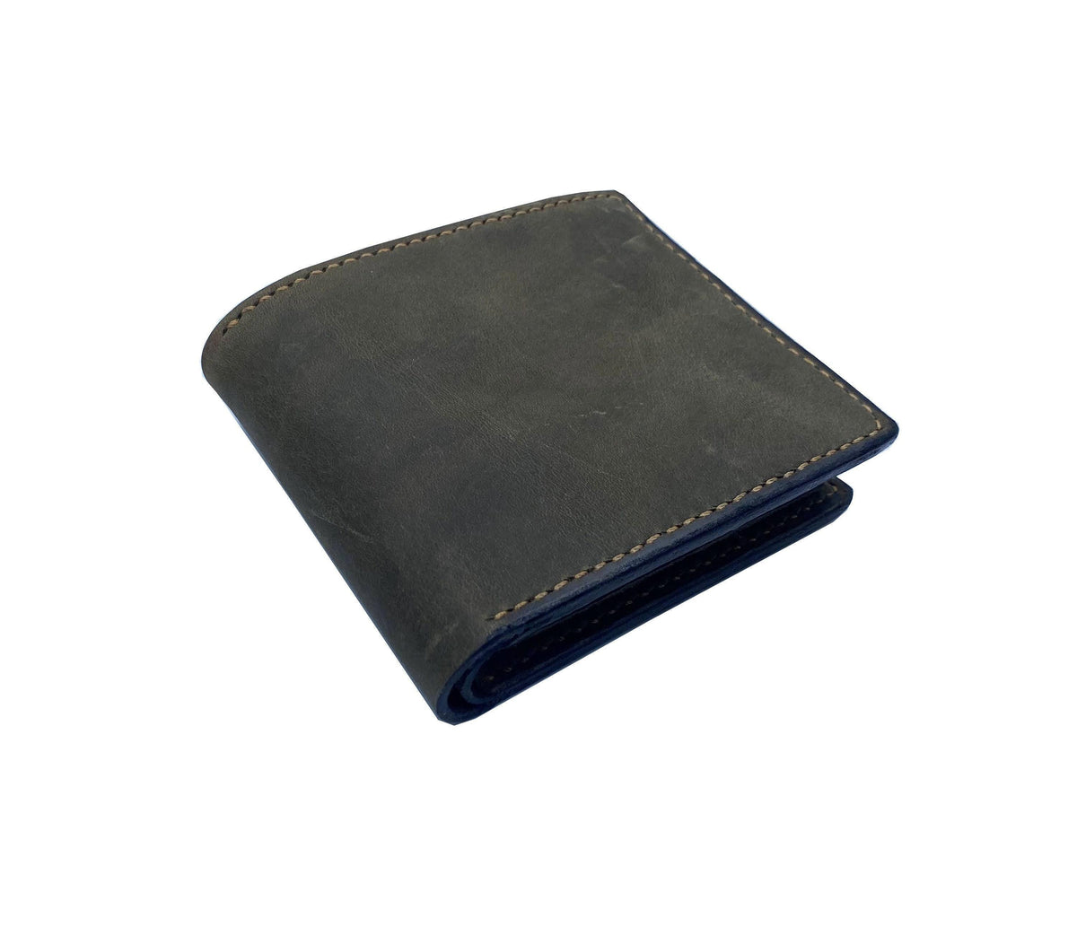 Distressed Leather Men's Wallet: Custom Engraved, Steel Grey