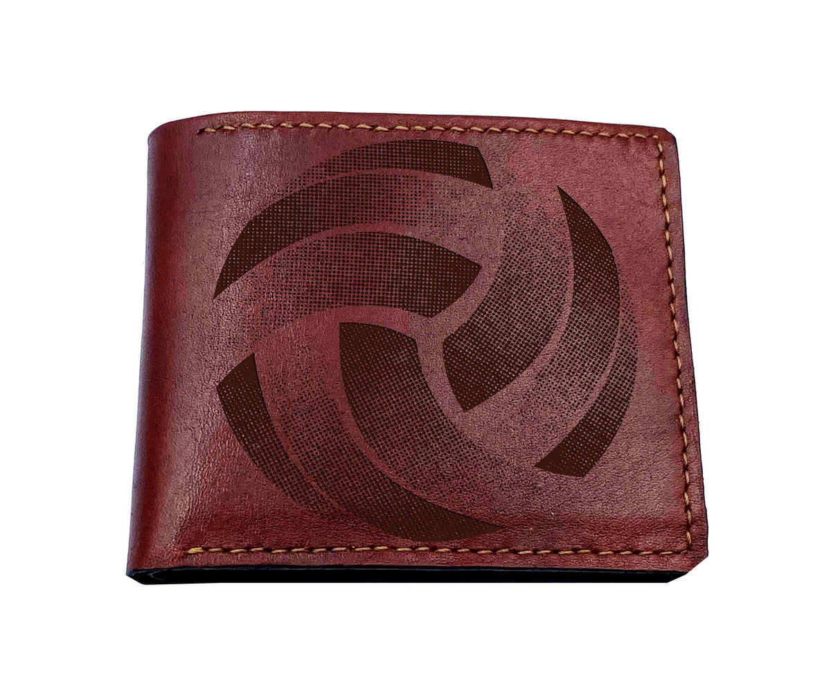 Handmade Leather Volleyball Bifold Wallet: Custom Engraved Gift