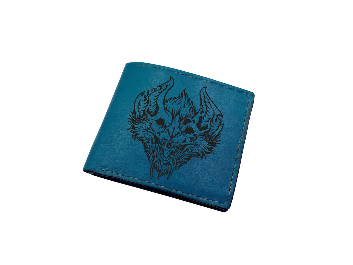 Vampire Bat Leather Wallet, Horror Art Gift for Men