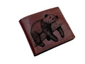 Lazy Panda Leather Wallet: Personalized Animal Pattern, Handmade