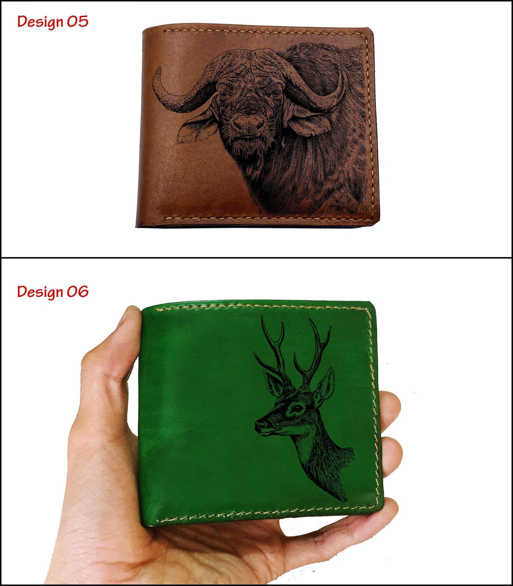 Lazy Panda Leather Wallet: Personalized Animal Pattern, Handmade