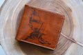 Sailing Ship Leather Wallet, Ocean Sea Design, RFID, Personalized Gift