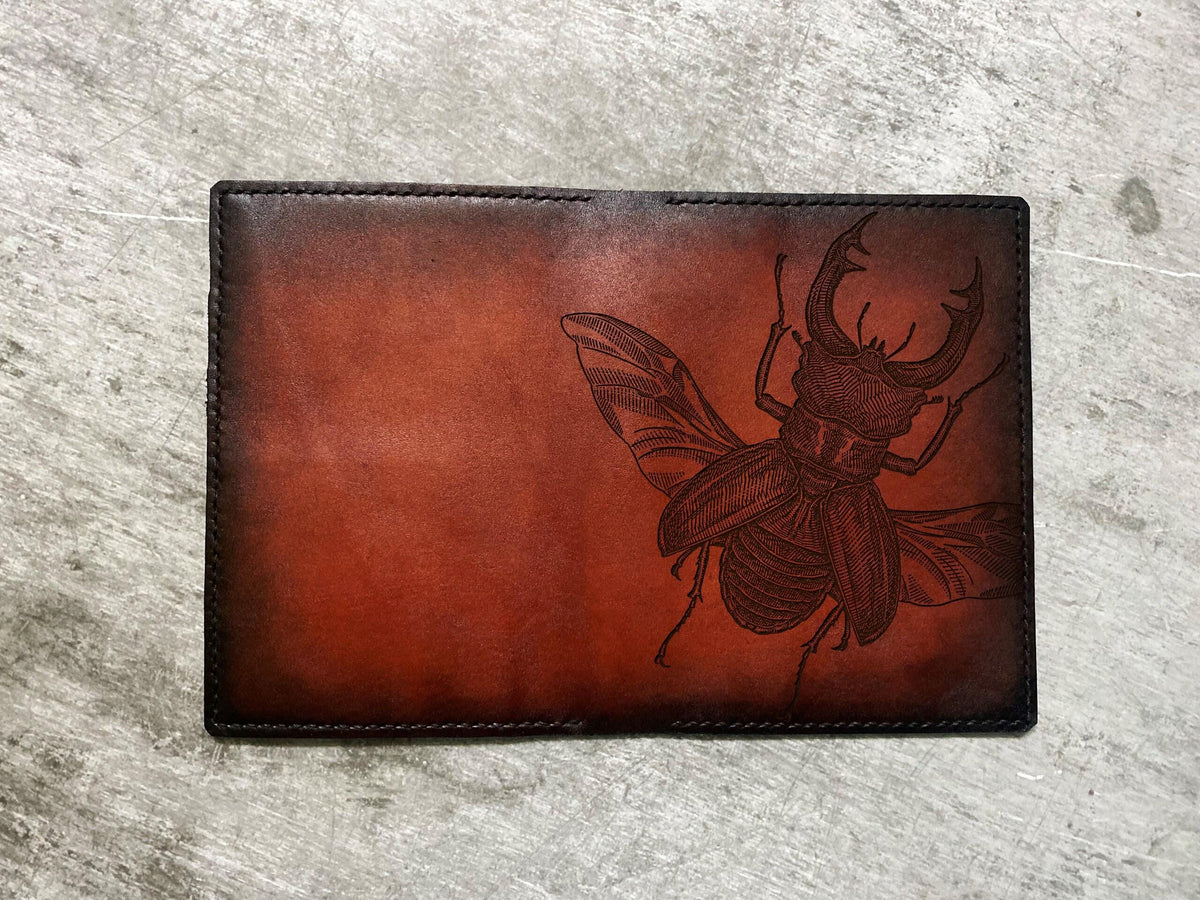 Stag Beetle Leather Passport Wallet: Handmade Travel Gift