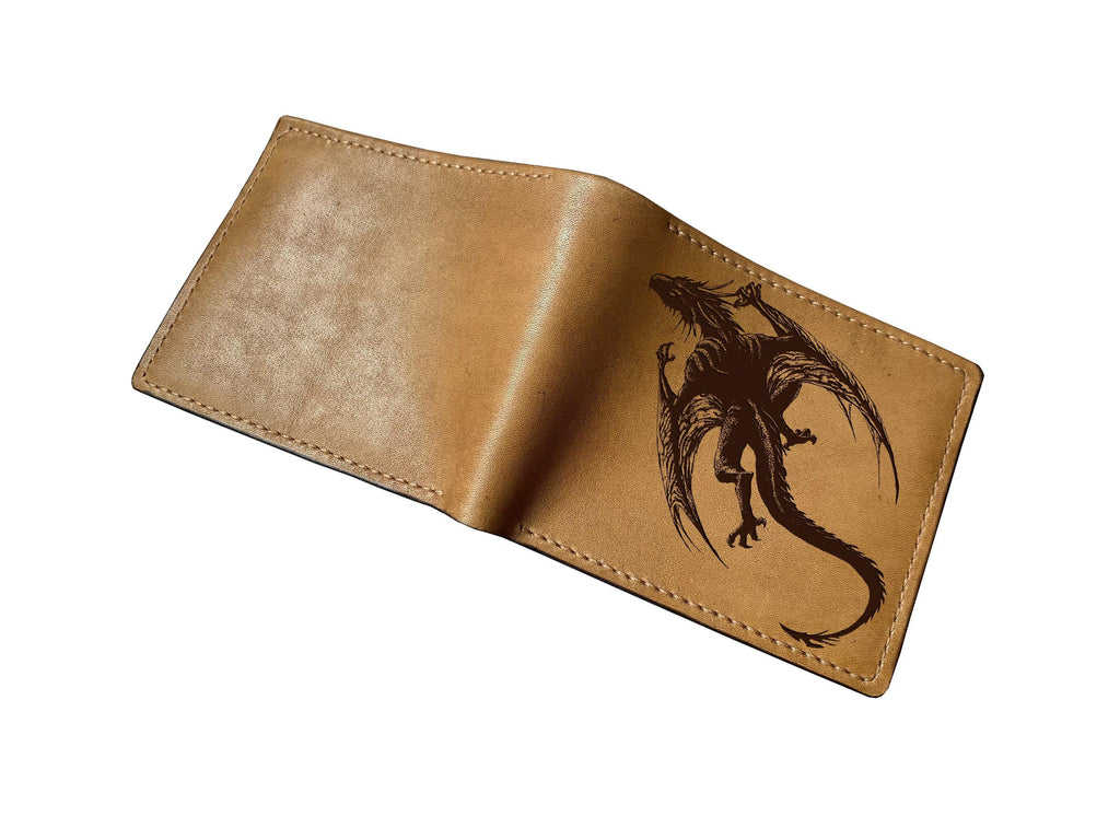 Dragon leather handmade wallet, personalized gift for men, dragon travel case