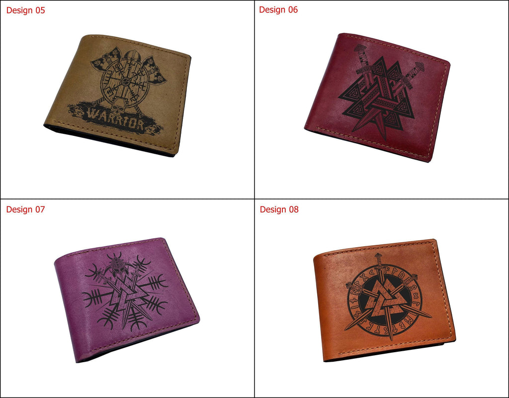 Custom Leather Viking Wallet: Scandinavian Warrior Engraved
