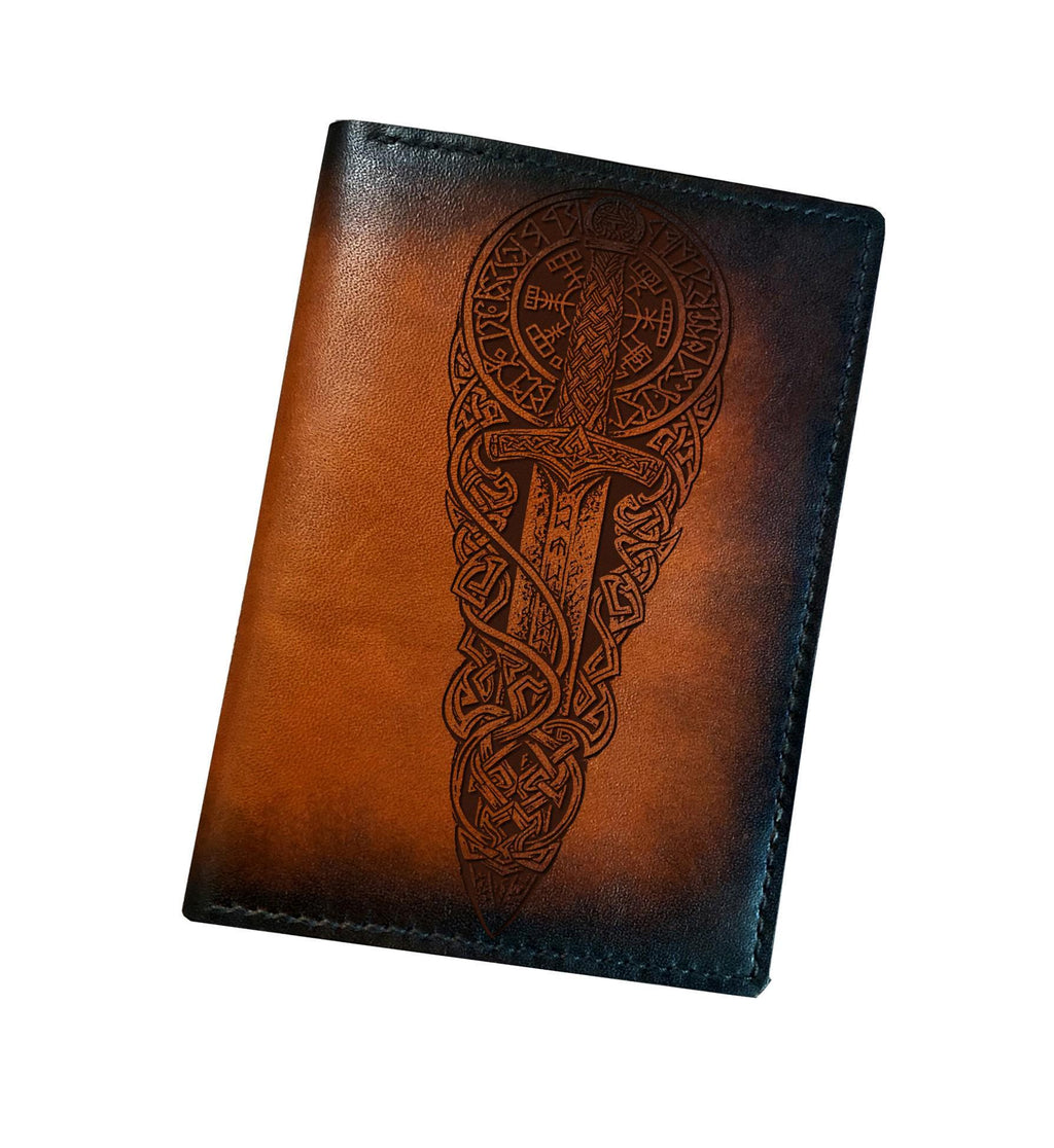 Handmade Leather Wallet: Celtic Viking Sword, Personalized Engraving