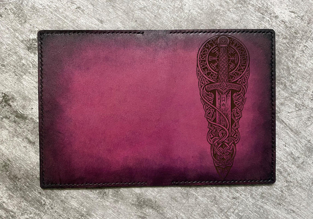 Handmade Leather Wallet: Celtic Viking Sword, Personalized Engraving