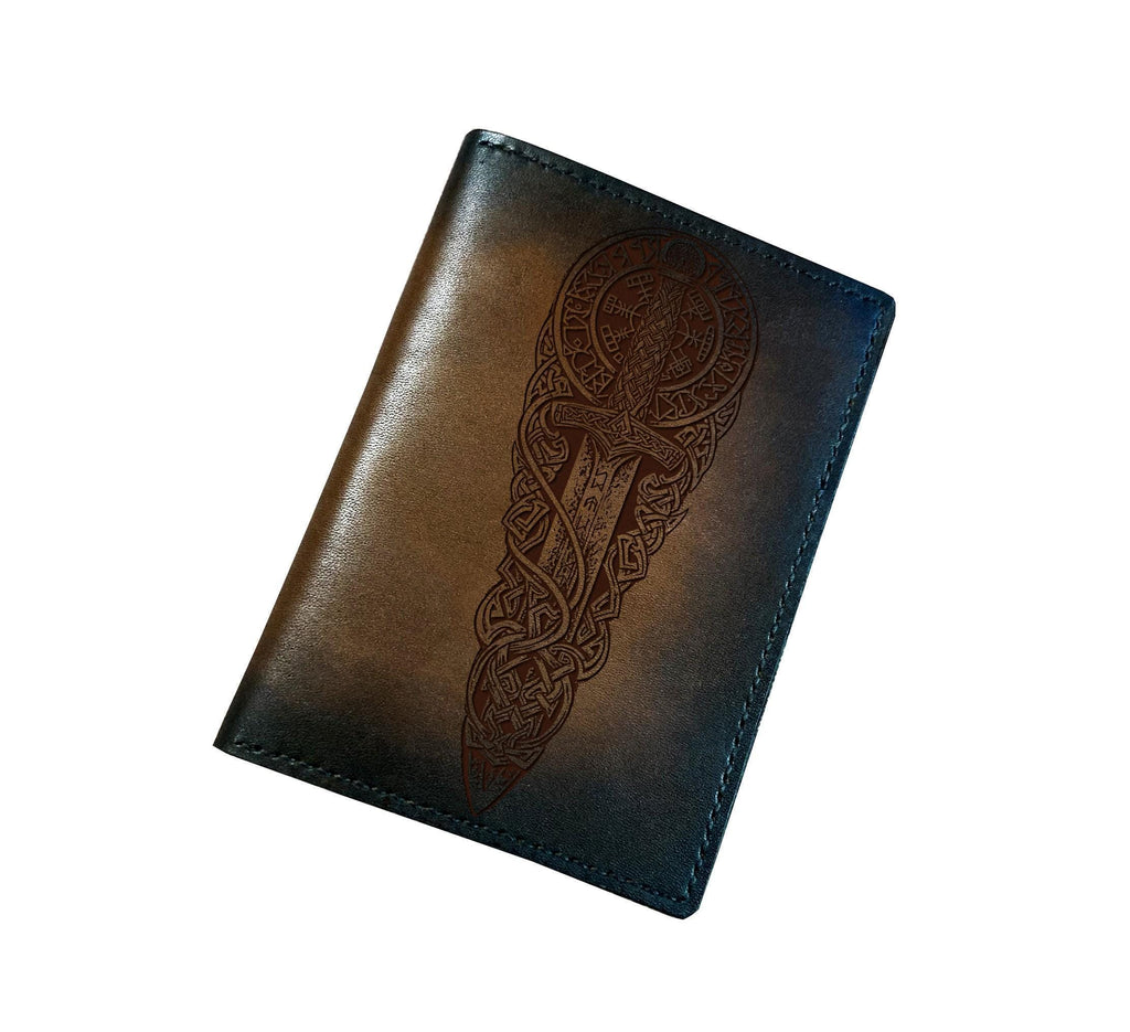 Handmade Leather Wallet: Celtic Viking Sword, Personalized Engraving