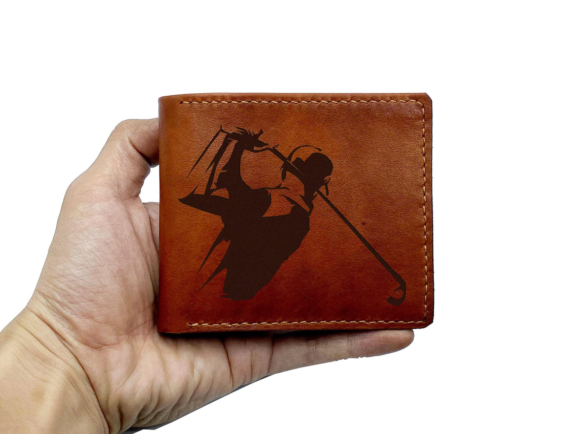 Golf Leather Wallet, Custom Engraved, Handmade Men's Gift