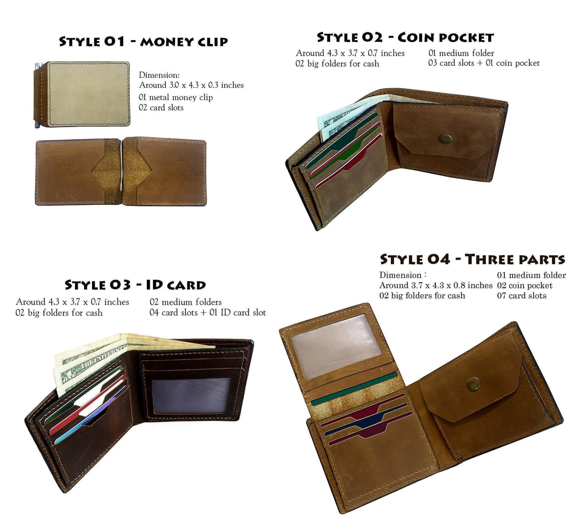 Golf Leather Wallet, Custom Engraved, Handmade Men's Gift