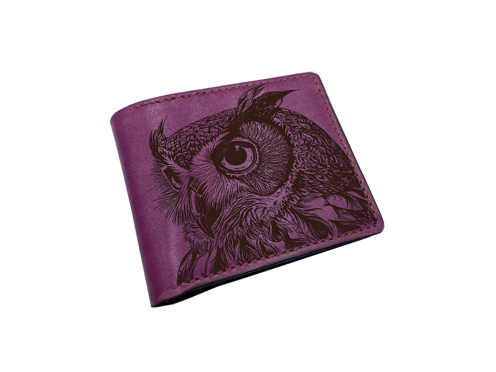 Handmade Leather Owl Wallet: Engraved Animal Art Gift