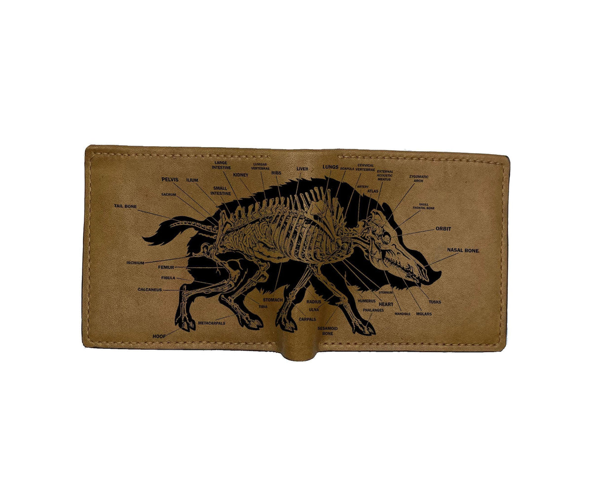 Personalized Leather Wallet: Rabbit Anatomy Art, Custom Engraved
