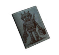 Engraved Robot Leather Bifold Wallet: Android Travel Case
