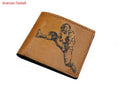 Custom Engraved Leather Wallet, American Football Player Gift