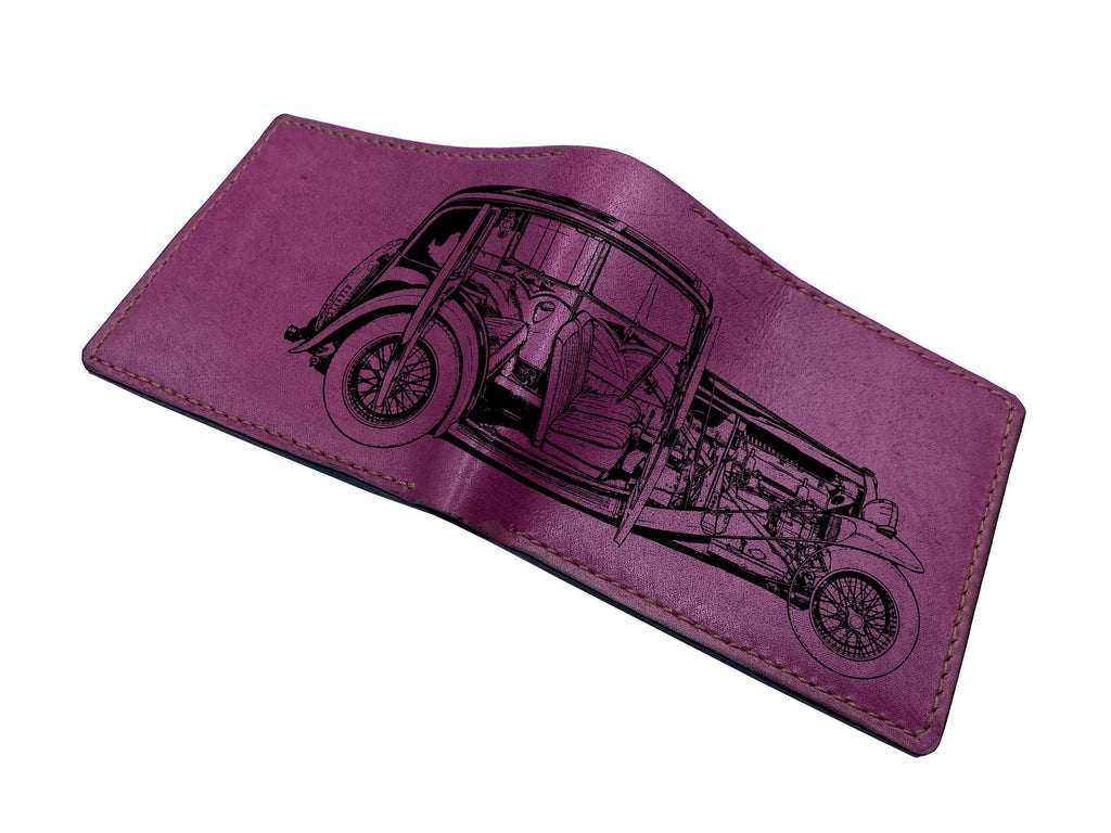 Handmade Leather Wallet: Tiger Tank Cutaway Art, Military Gift
