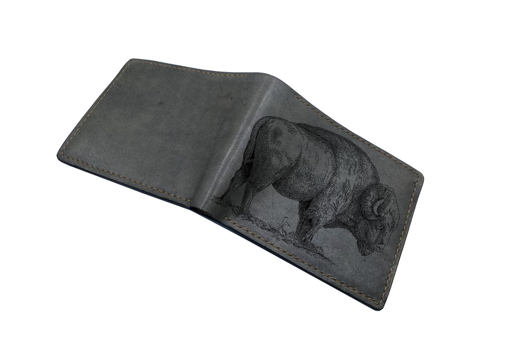 Customized Bee Leather Wallet, Vegetable-Tanned Cowhide, Personalized Gift for Men