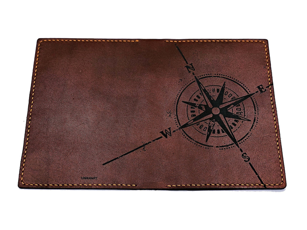 Personalized Compass Leather Passport Wallet: Handmade Travel Cover