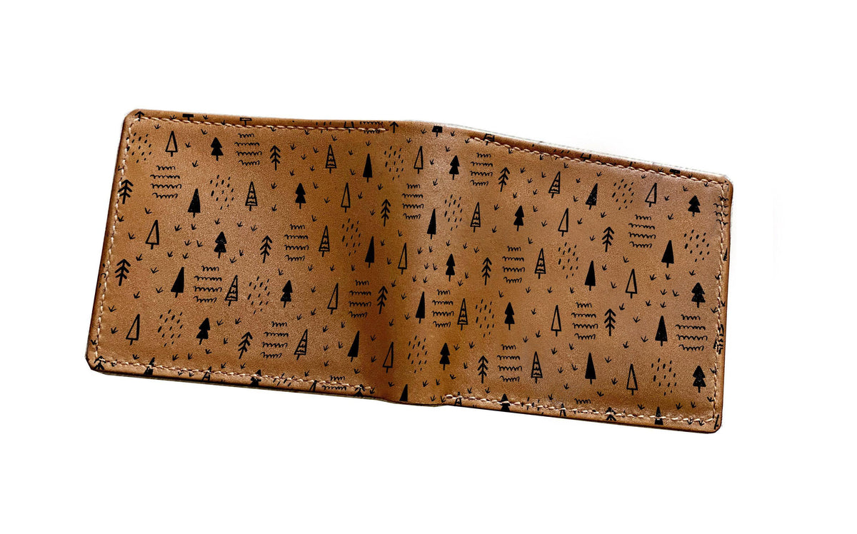 Handmade Leather Men's Wallet, Maple Leaf Engraving