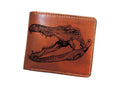 Customizable Leather Bi-Fold Wallet, Crocodile Skull Skeleton Engraved