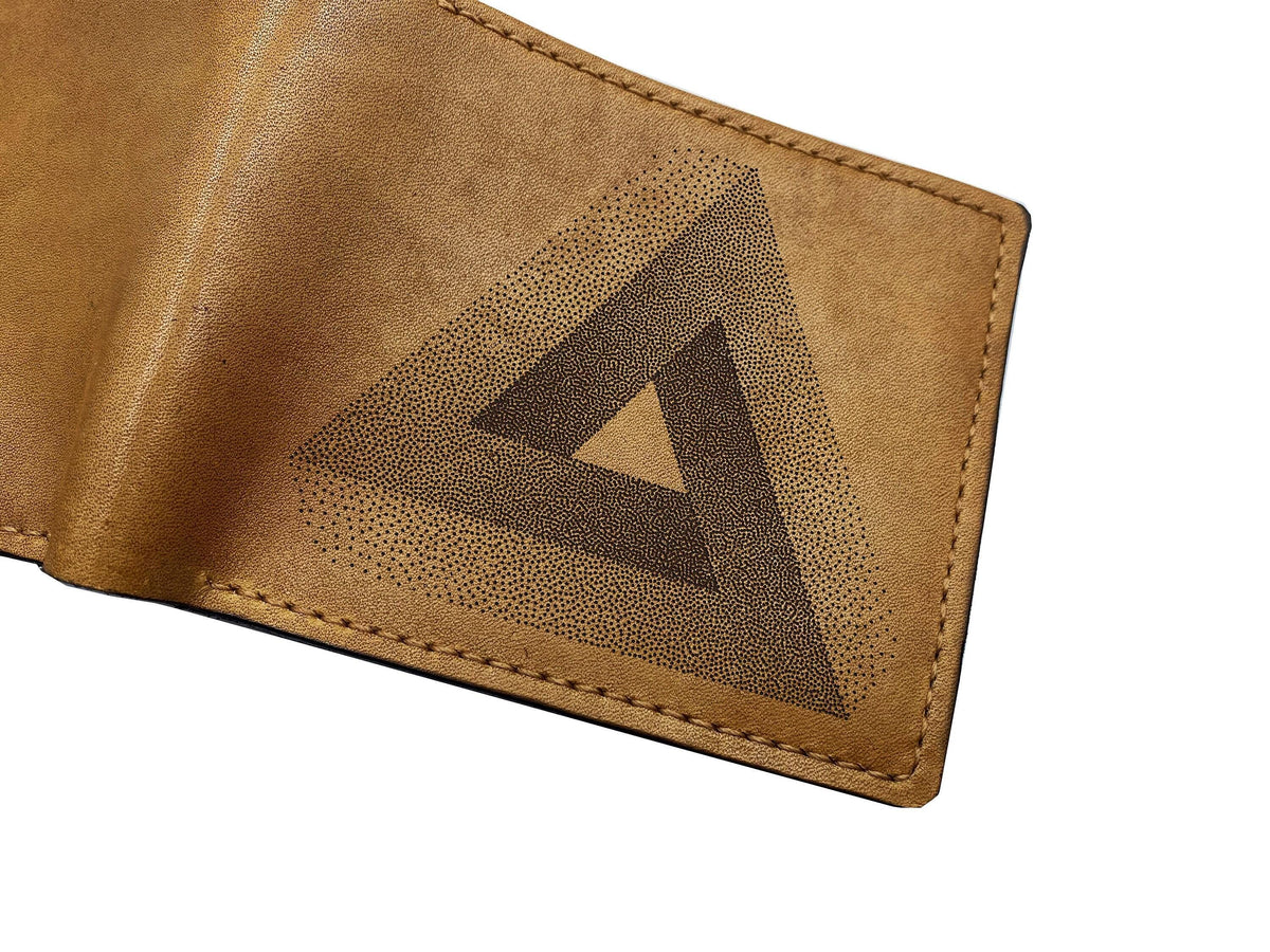 Penrose Triangle Leather Wallet: Impossible Art Engraved