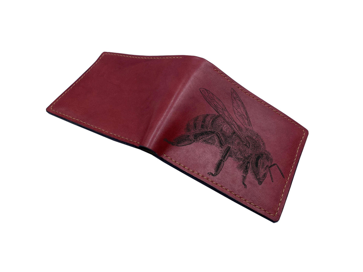 Personalized Leather Wallet, Engraved Tiger Portrait, Gift for Him