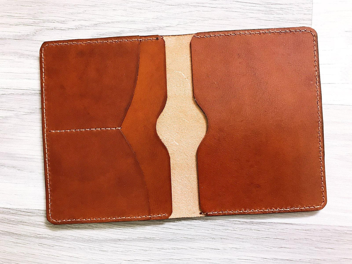 Personalized Leather Passport Holder: World Map Compass Travel Wallet