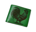 Handcrafted Leather Rooster Wallet: Engraved Farm Animal Gift