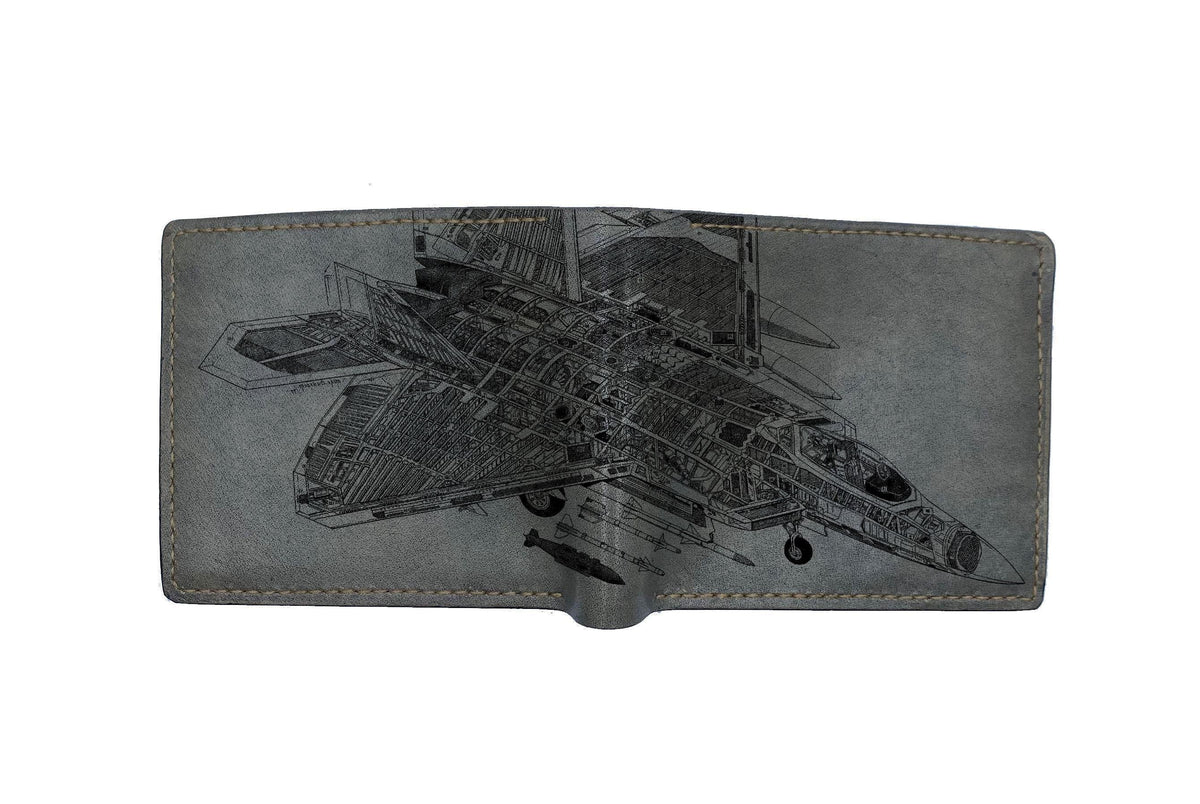 Custom Airplane Cutaway Leather Wallet - Mechanical Style Gift