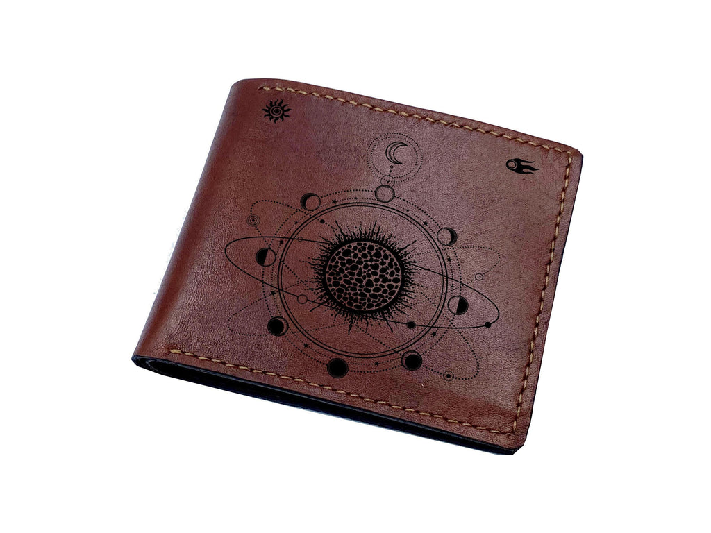Solar System Leather Wallet, Astronomy Gift for Men
