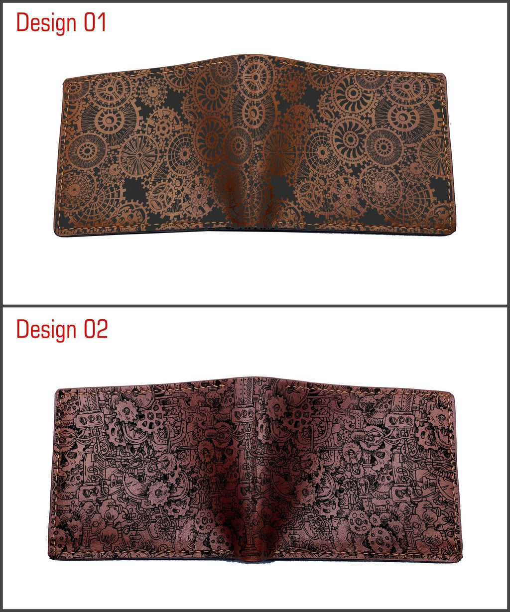 Steampunk Gears Leather Wallet: Handmade Retro Style Men's Wallet