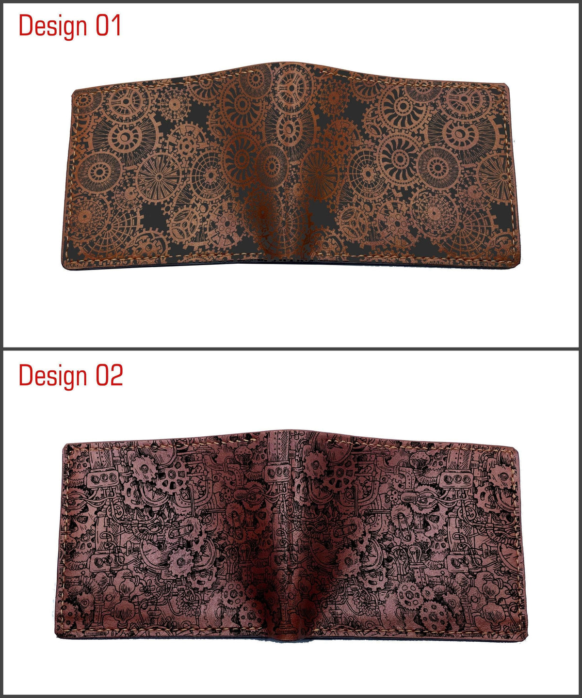 Steampunk Gears Leather Wallet: Handmade Retro Style Men's Wallet