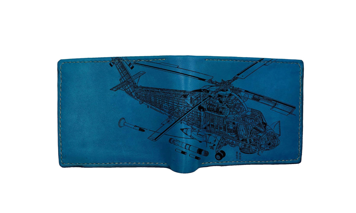 Custom Airplane Cutaway Leather Wallet - Mechanical Style Gift