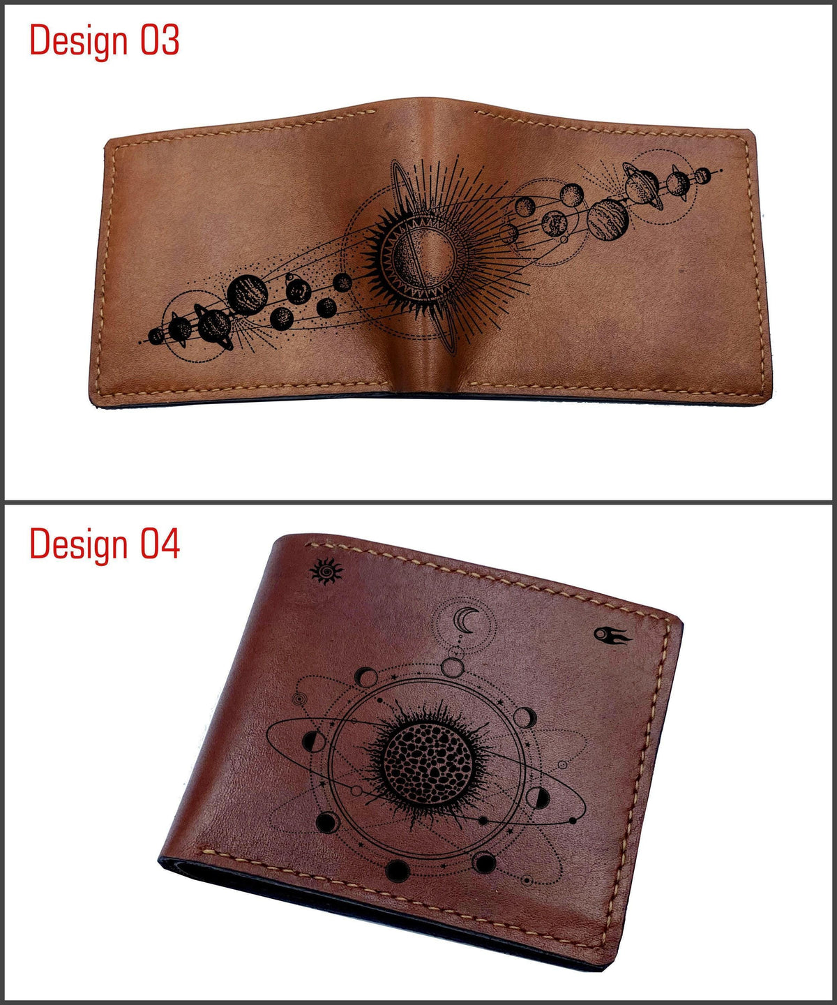 Solar System Leather Wallet, Astronomy Gift for Men