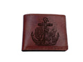 Engraved Anchor Leather Wallet: Personalized Seafarer Gift