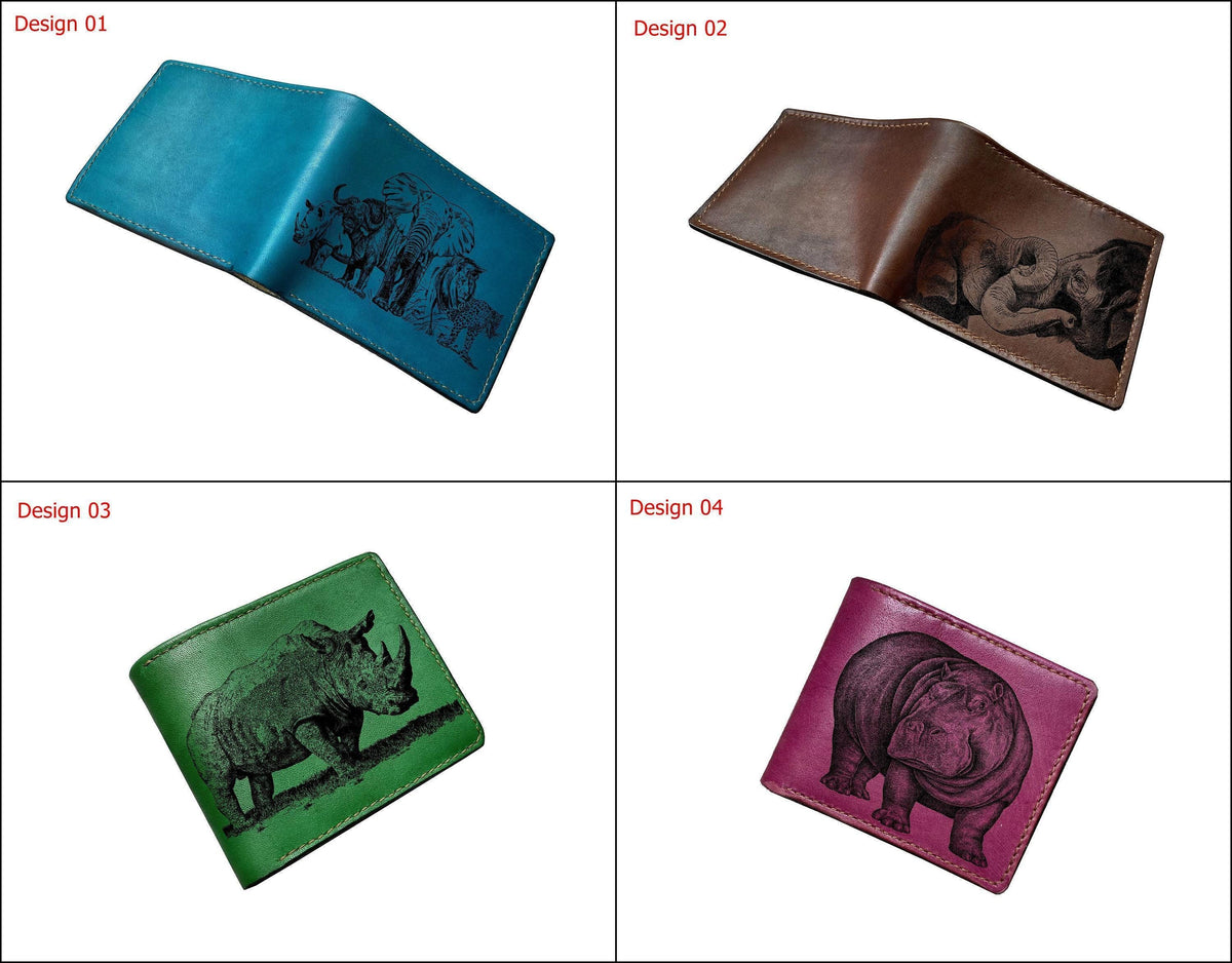Gorilla Sketch Leather Wallet, Africa Animal Art, Gift for Men