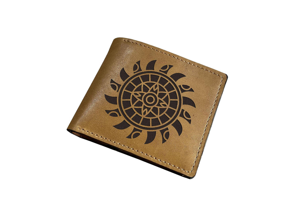 Feather Engraved Leather Wallet, Personalized Gift