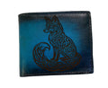 Fox floral full grain leather wallet, tattoo tribal style wallet, personalized gift for men